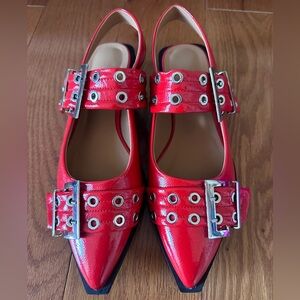 Aimery Women Buckle Ballet Flats Pointed Toe Slingback Wide Flat Casual